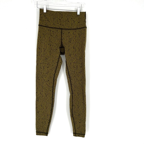 Lululemon Leggings Womens 8 Wunder Under High Rise Luxtreme Jacquard Mossy Olive - Picture 1 of 6